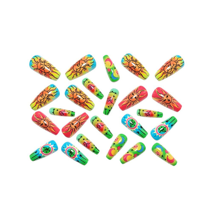 Creative neon-themed art nails with fantastic patterns Kalsten