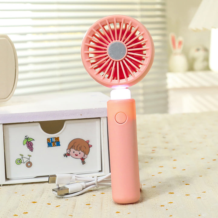 Women's Portable Hand Fan with LED Lighting and Ergonomic Handle Kalsten