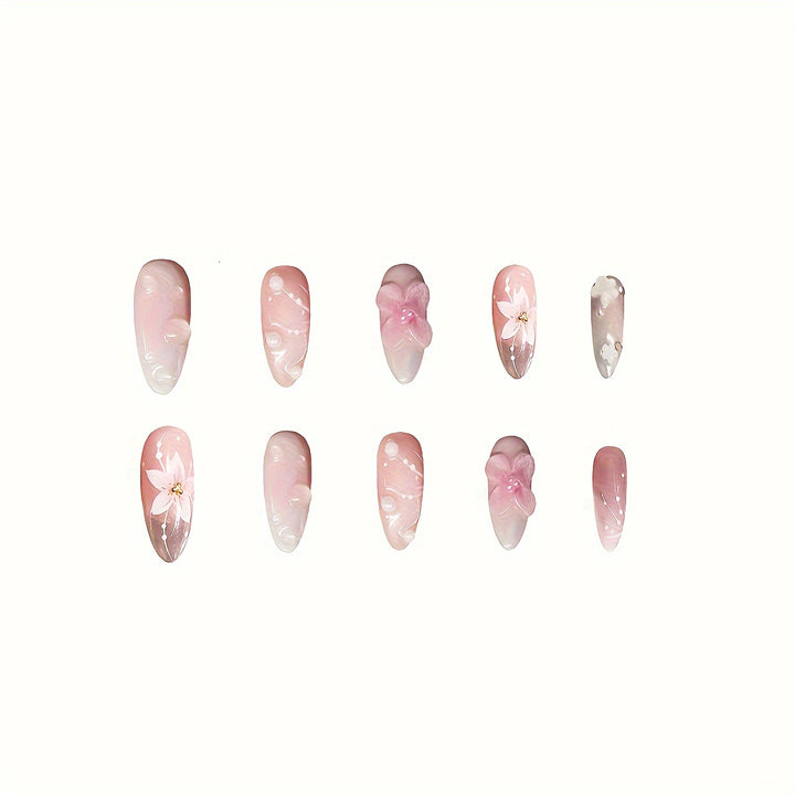Floral-Themed Press-On Nail Art Kalsten