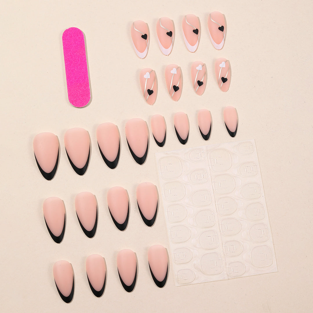Elegant Heart-Themed Acrylic Nail Art Extensions Kalsten