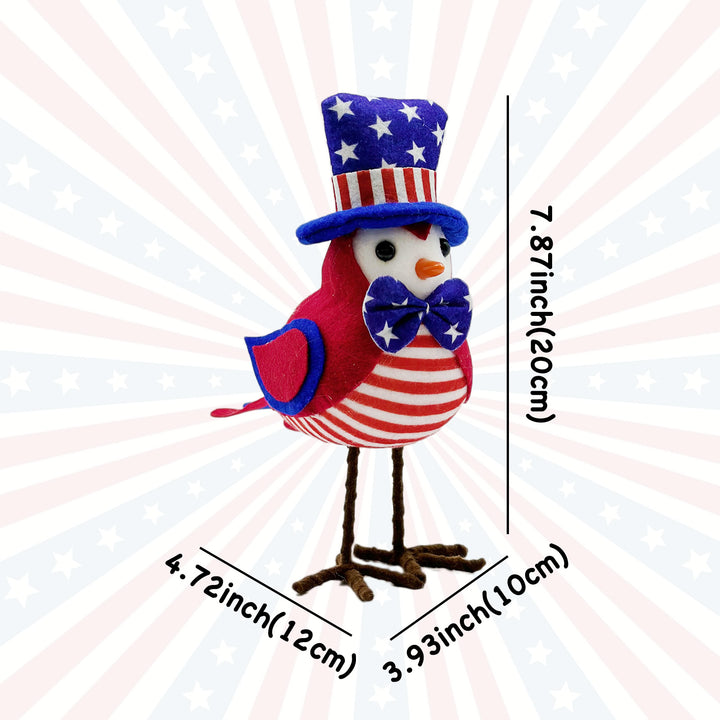 Unisex nan patriotic decor bird figure made of fabric with star stripe pattern and sturdy metal feet Kalsten