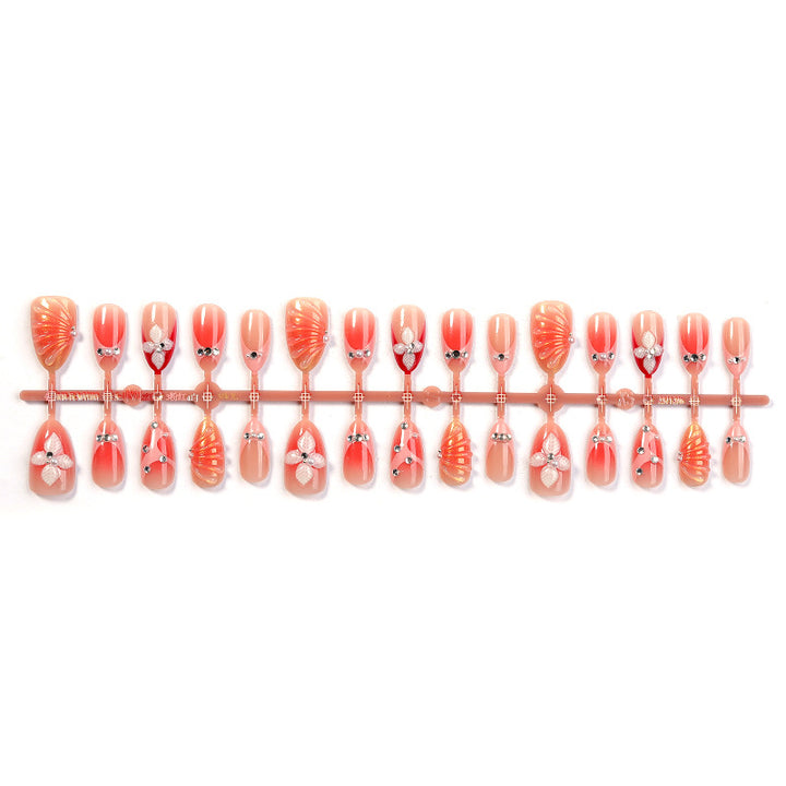 Press-On Nail Art Set with Floral and Gem Accents Kalsten