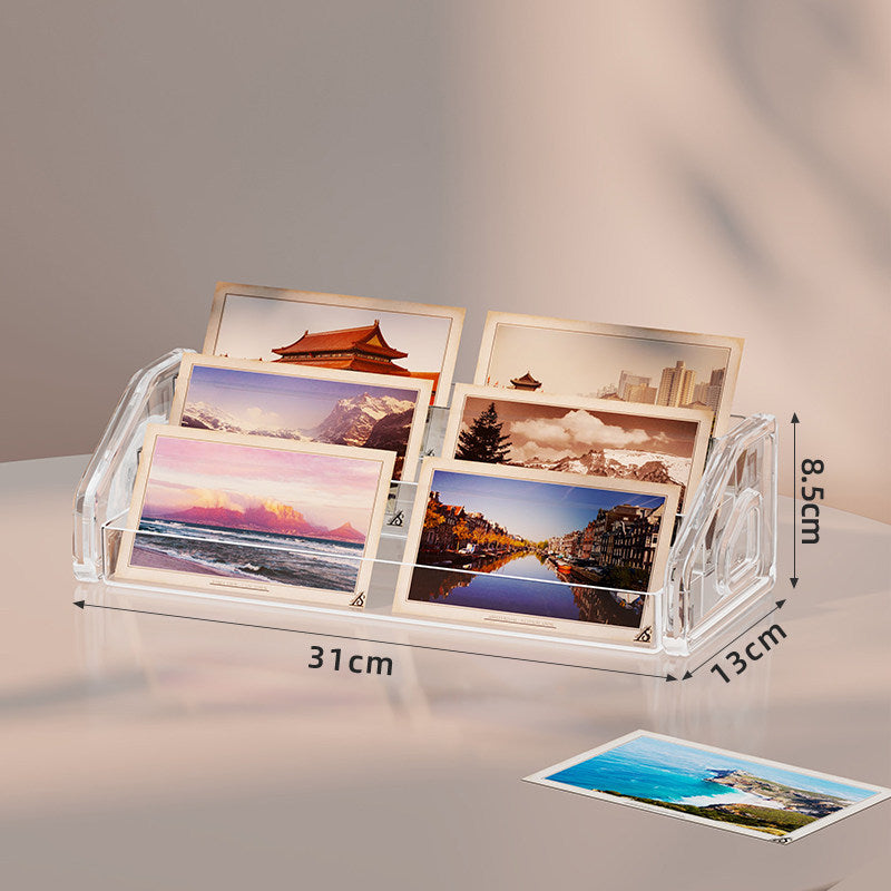 Clear Acrylic Multi-Slot Postcard and Photo Countertop Display Organizer