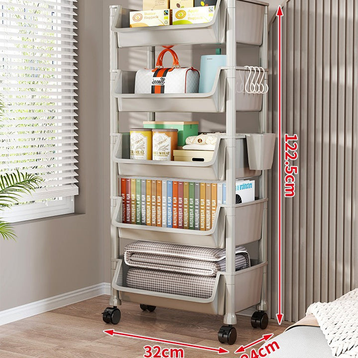 Compact Two-Tier Rolling Utility Cart with Deep Removable Plastic Bins