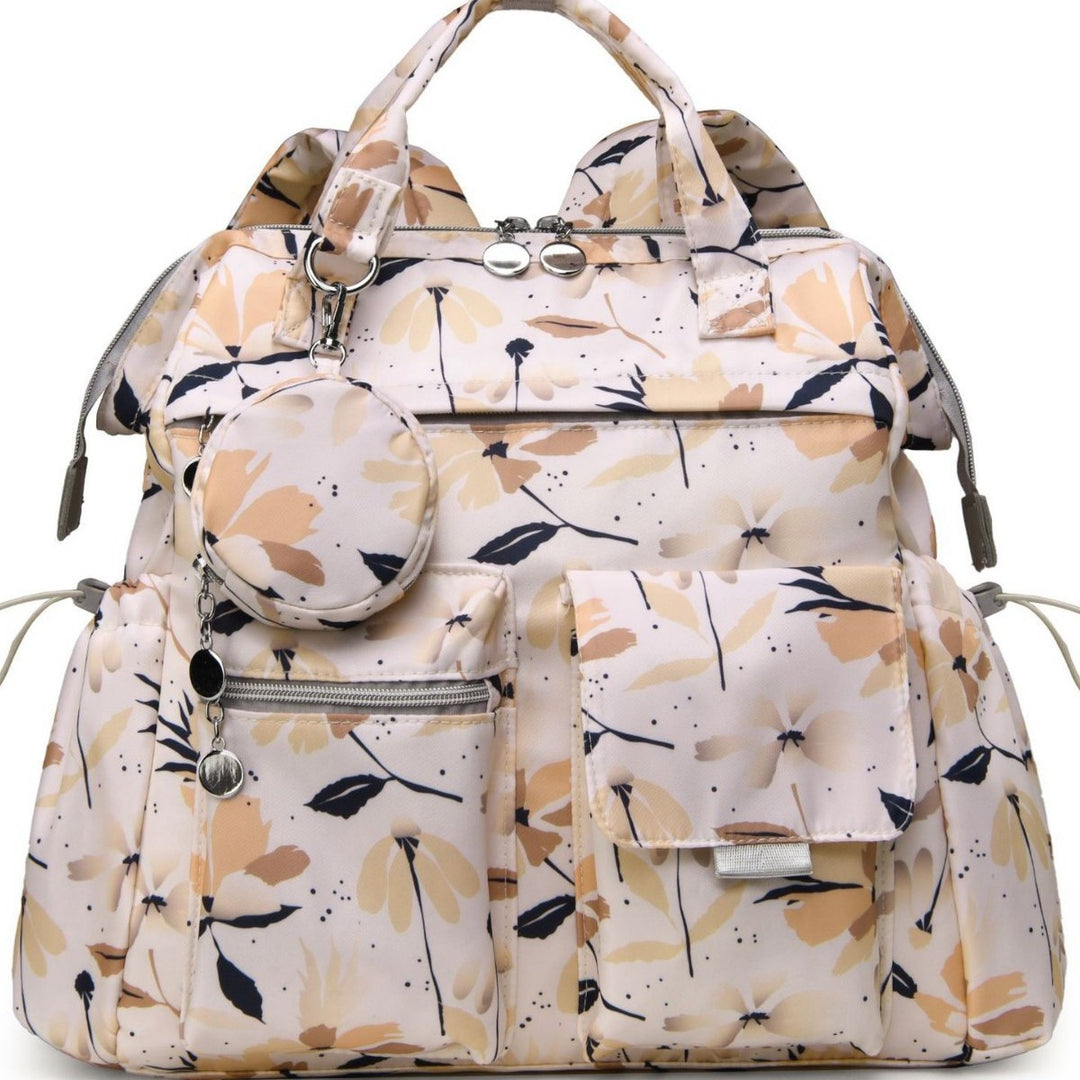 Multi-Pocket Floral Design Backpack Kalsten