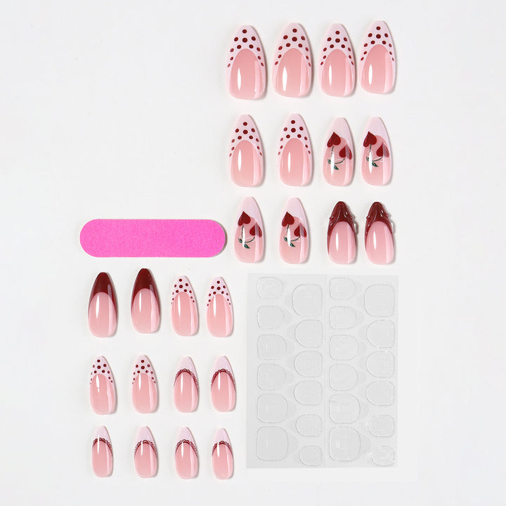 Creative nail art set with romantic heart design and playful accents Kalsten
