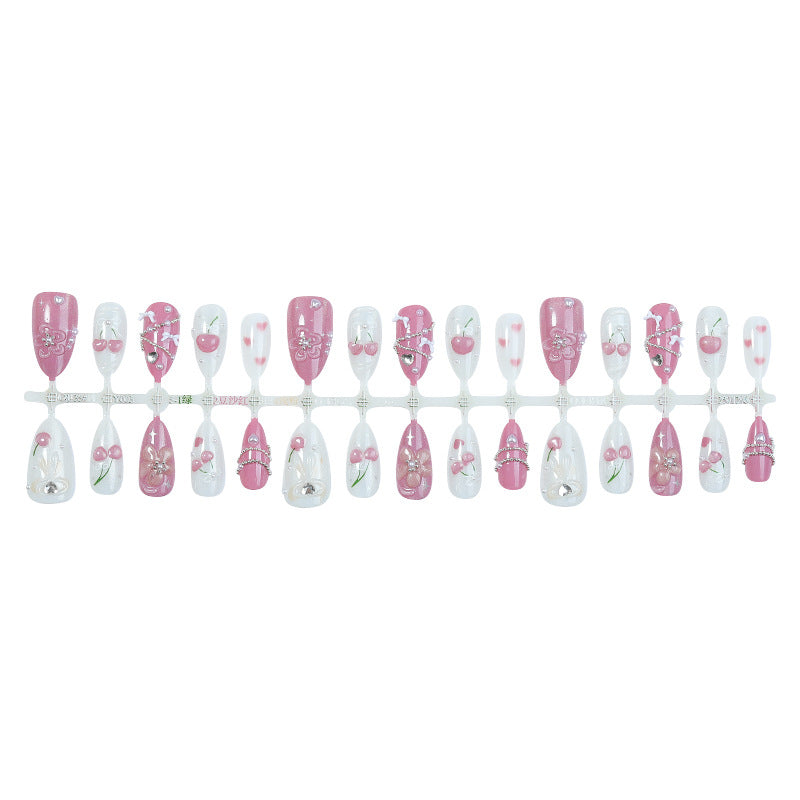 Premium Decorative Press-On Nail Art Set with Floral and Gem Accents Kalsten