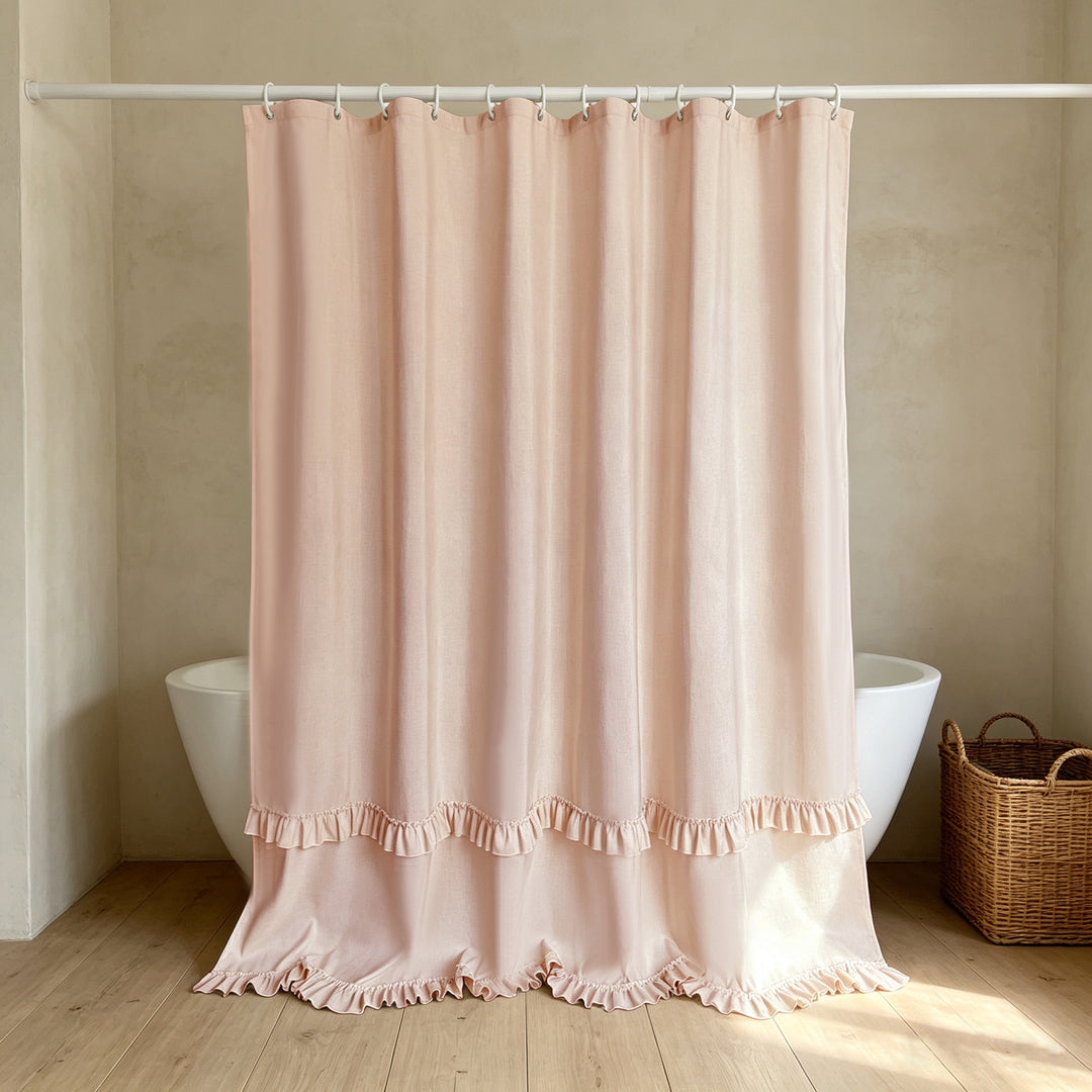 Elegant Ruffled Shower Curtain Kalsten