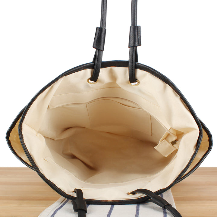 Braided Beach Bag with Elegant Leather Accent Kalsten