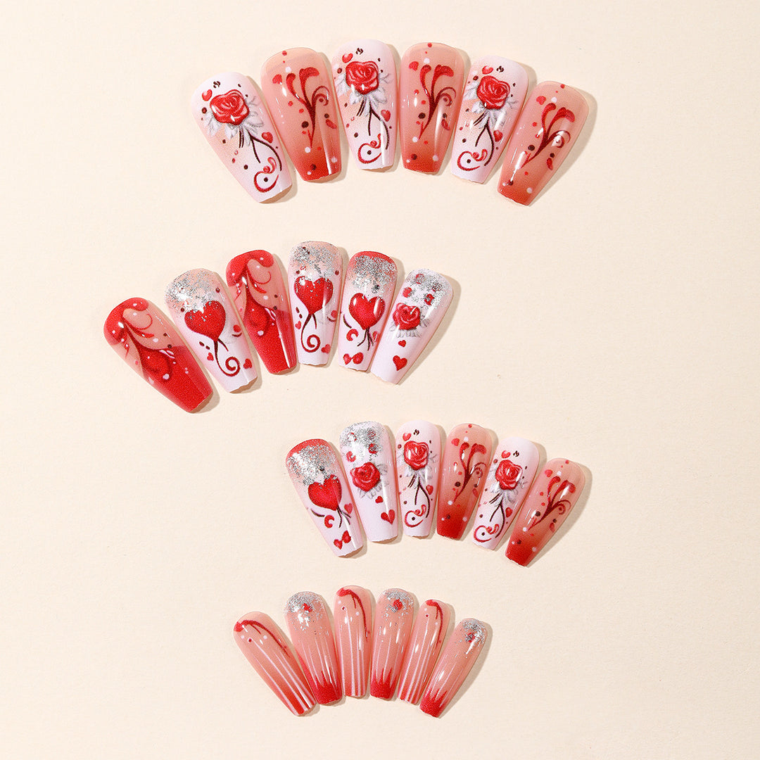 Romantic Heart-Themed Nail Art Set Kalsten
