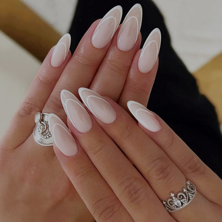 Designer Press-On Nail Set with Elegant Geometric Patterns kalsten