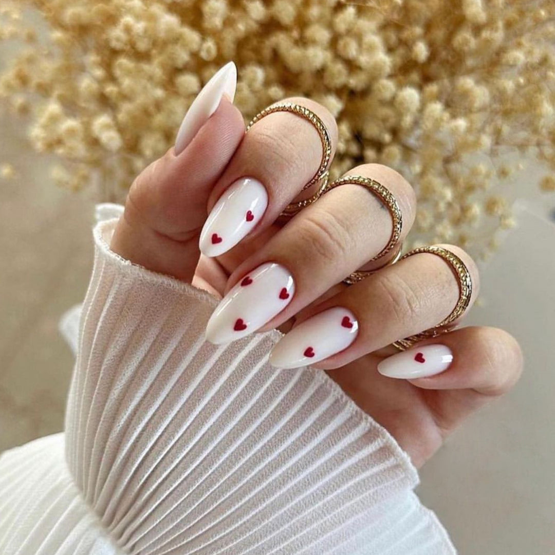 Romantic Heart-Accent Gel Nail Art Extensions Kalsten