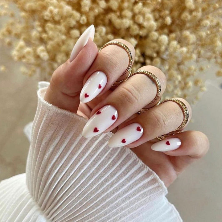 Romantic Heart-Accent Gel Nail Art Extensions Kalsten