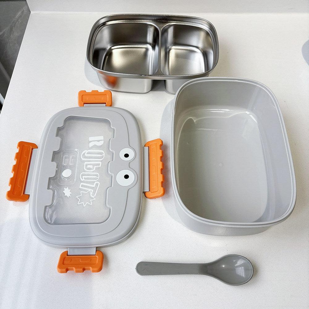 Fun Robot-Themed Lunch Box with Utensils