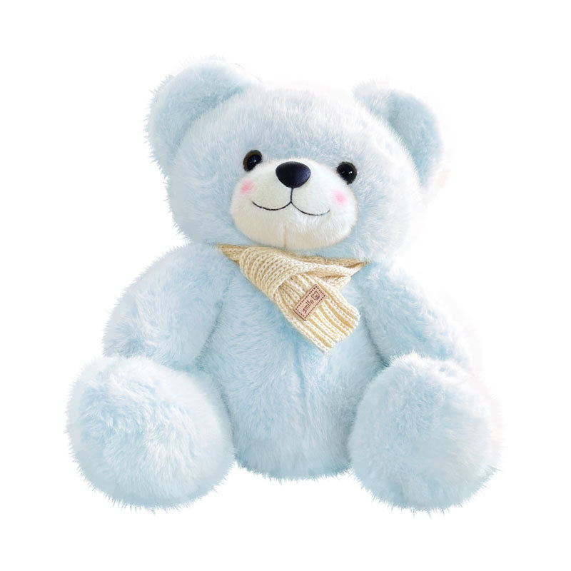 Plush Sitting Teddy Bear with Ultra-Soft Faux Fur and Knit Scarf Kalsten