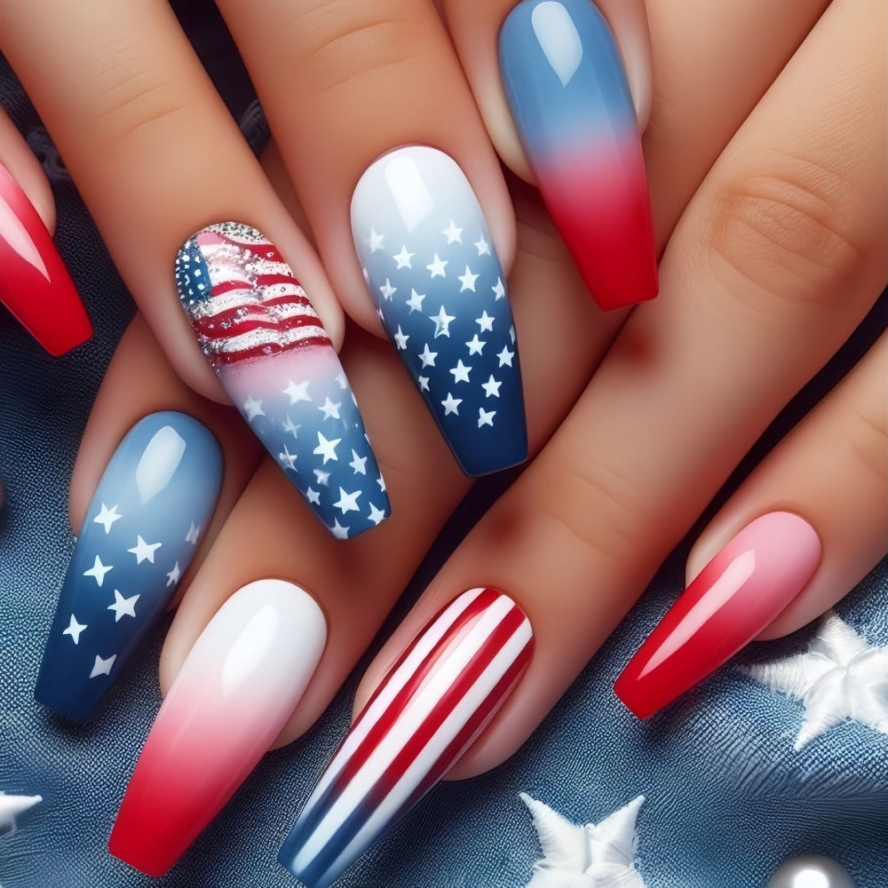 Artificial nail set with patriotic design Kalsten