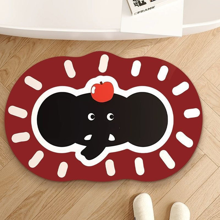 Playful Elephant-Themed Bath Mat