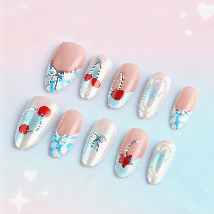 Decorative Cherry-Themed Press-On Nails Kalsten