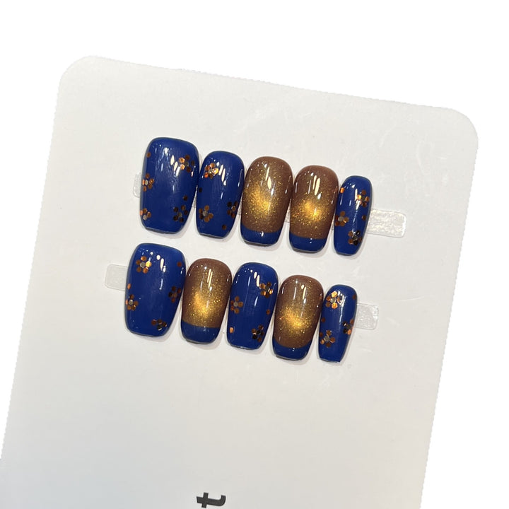 Decorative Press-On Nail Art Set with Glitter and Floral Accents Kalsten