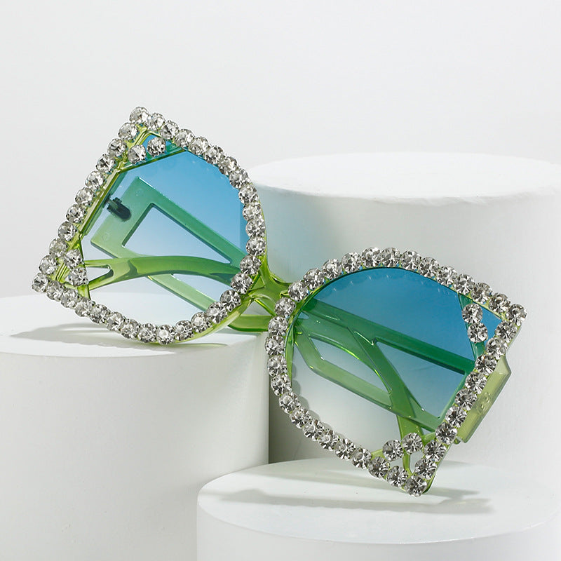 Statement Rhinestone-Embellished Hexagonal Sunglasses Kalsten