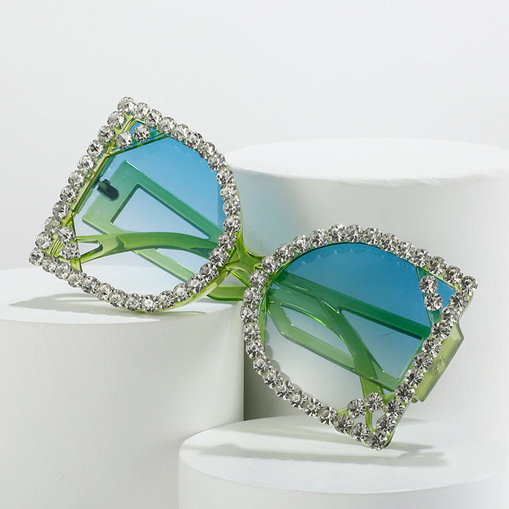 Statement Rhinestone-Embellished Hexagonal Sunglasses Kalsten