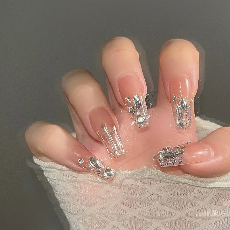 Decorative Stiletto Press-On Nails with Gemstone Accents Kalsten