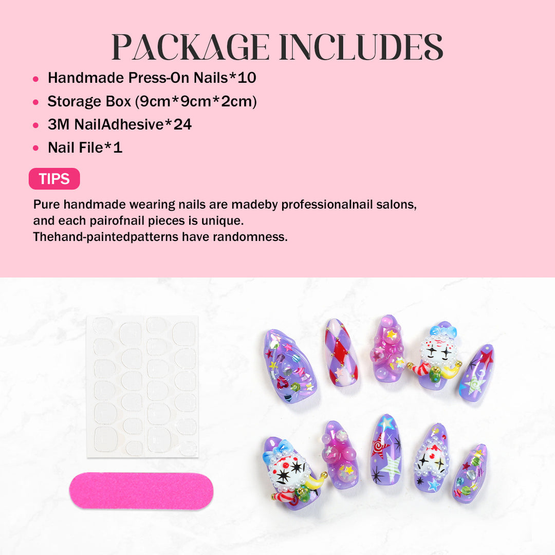 Creative nail art set with playful animal designs and glitter elements Kalsten