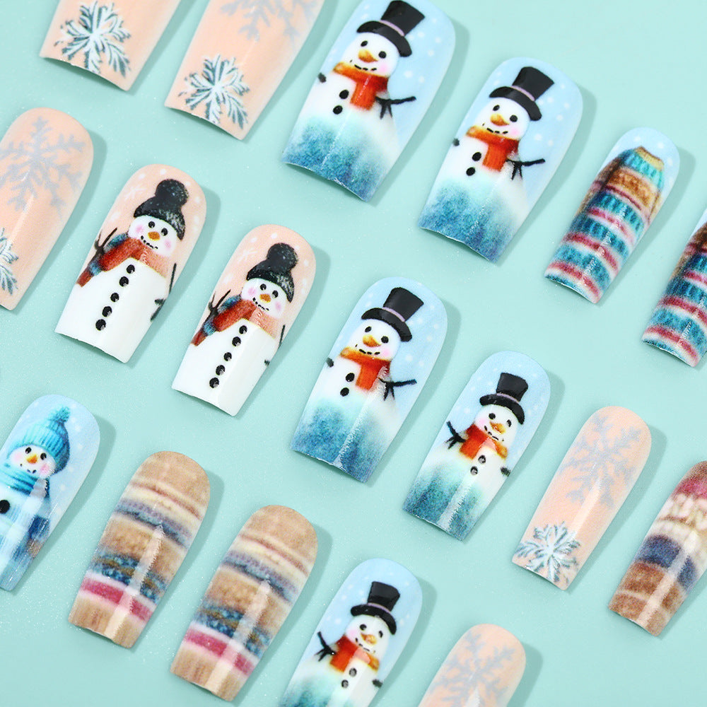 Festive artificial nails with snowman motif Kalsten