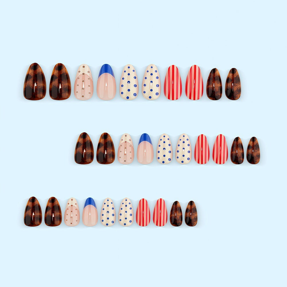Artificial nails with modern dot and stripe design Kalsten