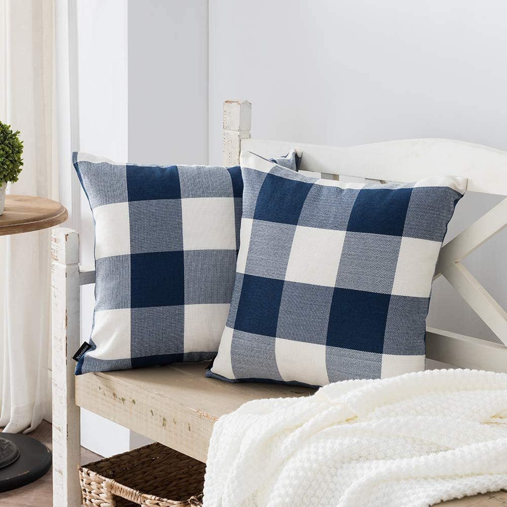 Buffalo Check Square Throw Pillow Covers with Hidden Zipper