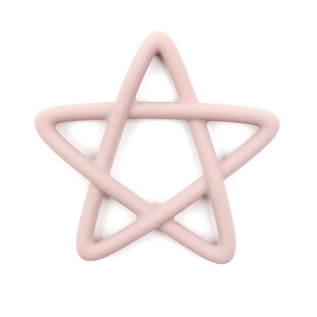 Silicone Star Teething Toy with Wooden Bead Clip
