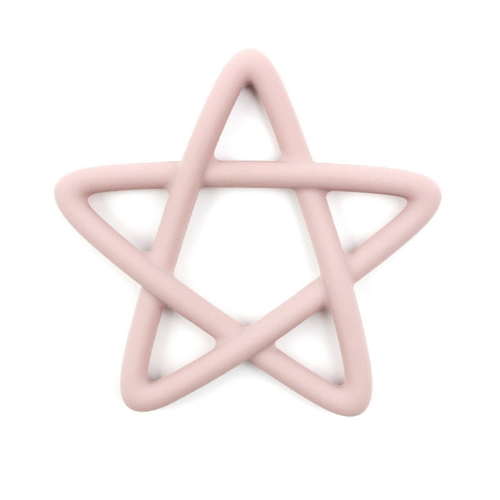 Silicone Star Teething Toy with Wooden Bead Clip