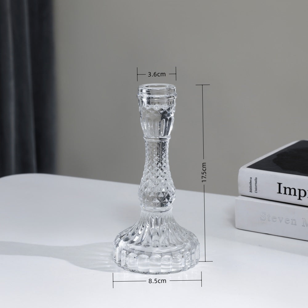 Tall Pressed Glass Decorative Candlestick Holder Kalsten