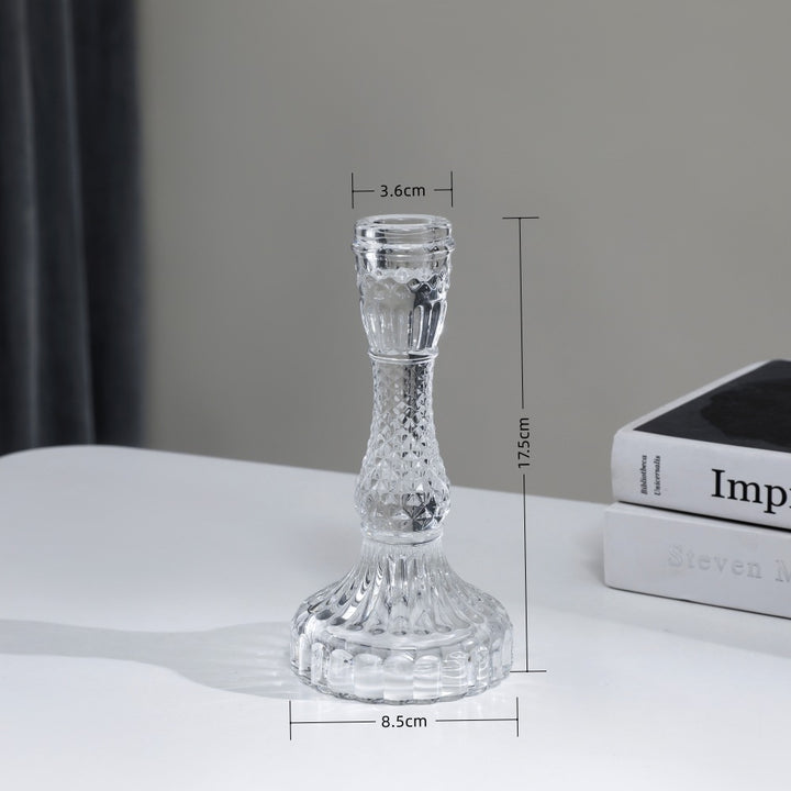 Tall Pressed Glass Decorative Candlestick Holder Kalsten