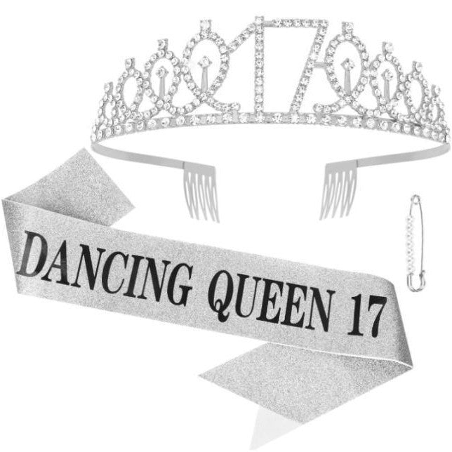 Ladies Sparkling Tiara with personalized 80th Birthday Inscription Kalsten