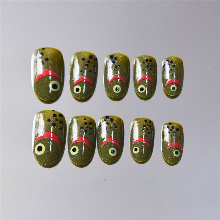 Fashionable Matte Finish Press-On Nails with Metallic Stripes Kalsten