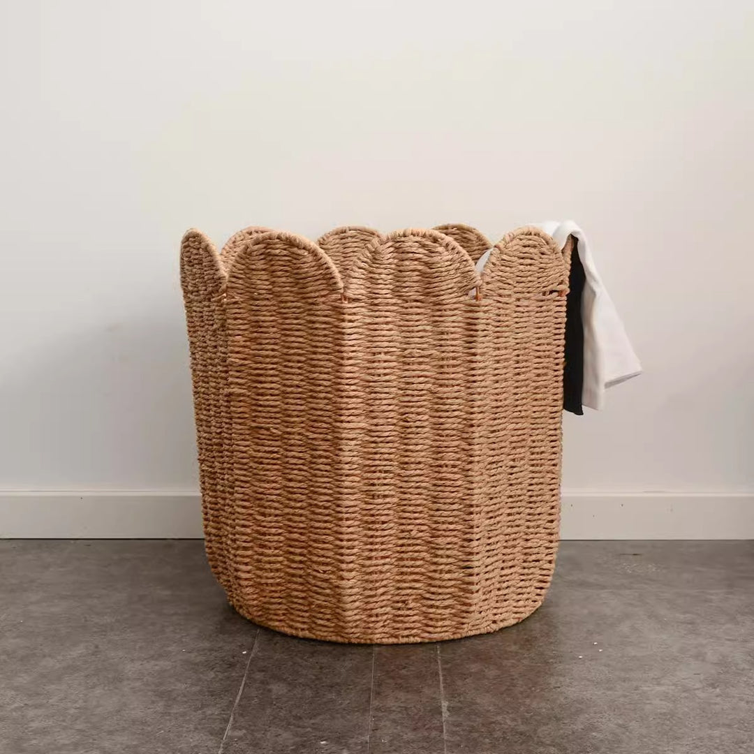 Woven Storage Basket with Decorative Scalloped Edge Kalsten