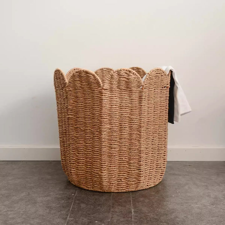 Woven Storage Basket with Decorative Scalloped Edge Kalsten