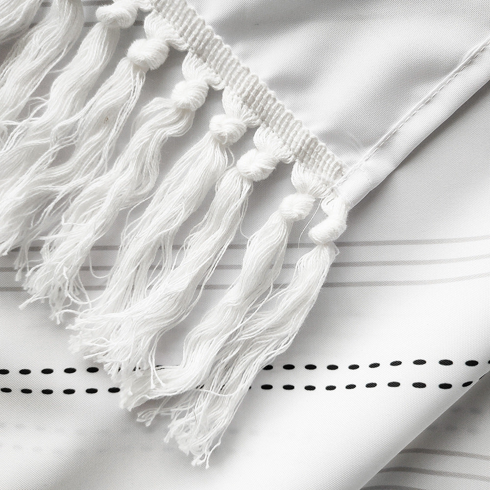 Textured Fringe Shower Curtain Kalsten