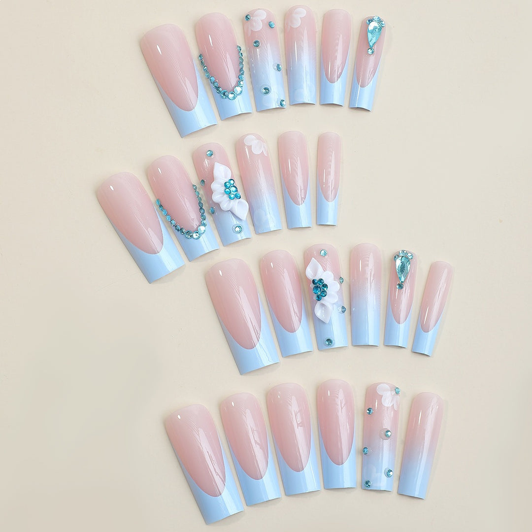 Artificial nail set with luxurious decorations and delicate ombre effect Kalsten