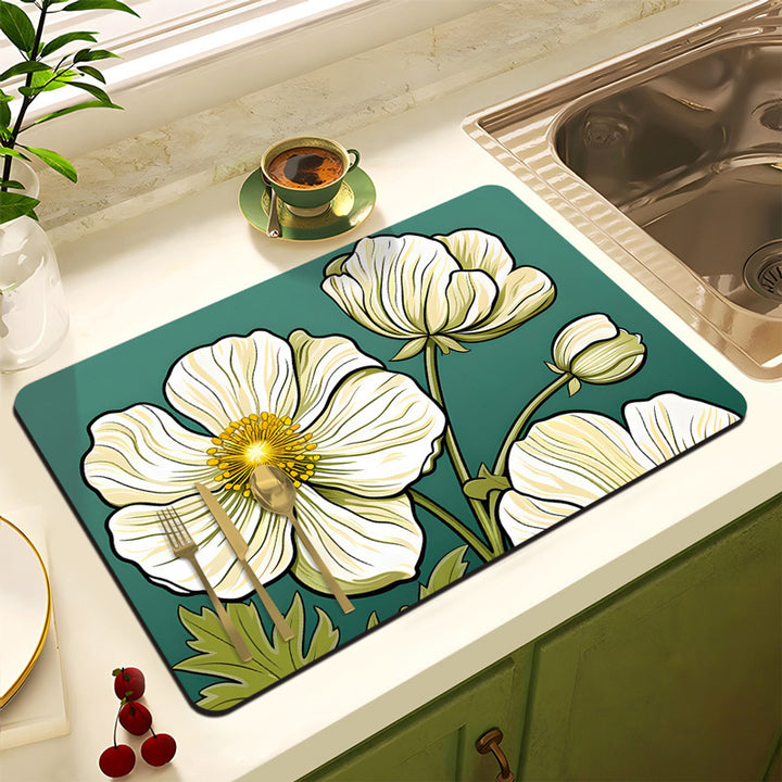Decorative Floral Kitchen Mat