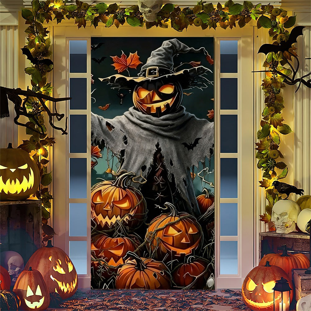 Halloween door poster with large-format Grim Reaper illustration and reusable PVC tarp fabric