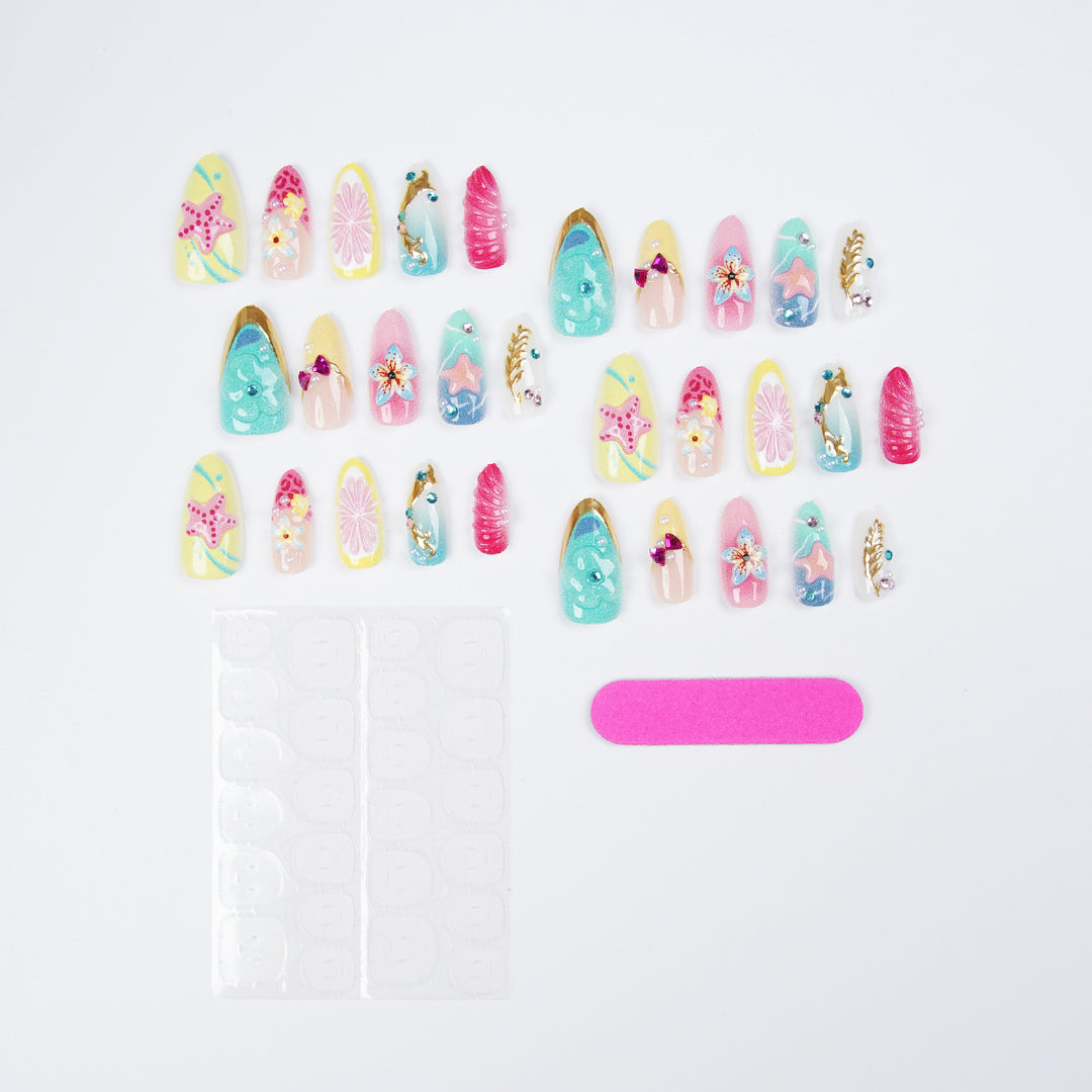 Colorful artificial nails with rhinestones Kalsten