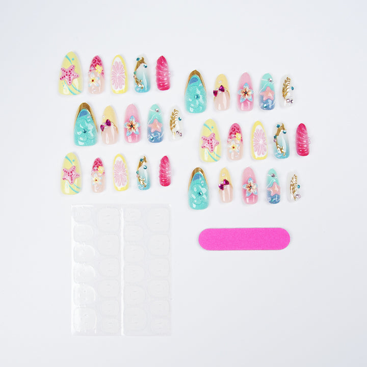 Colorful artificial nails with rhinestones Kalsten