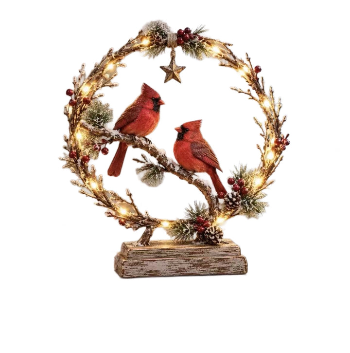Decorative Christmas wreath with lights and birds Kalsten