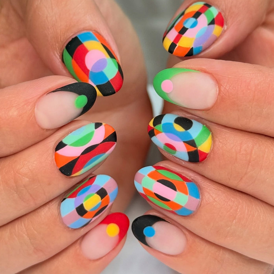 Creative Art Fake Nails with Varied Geometric Patterns Kalsten