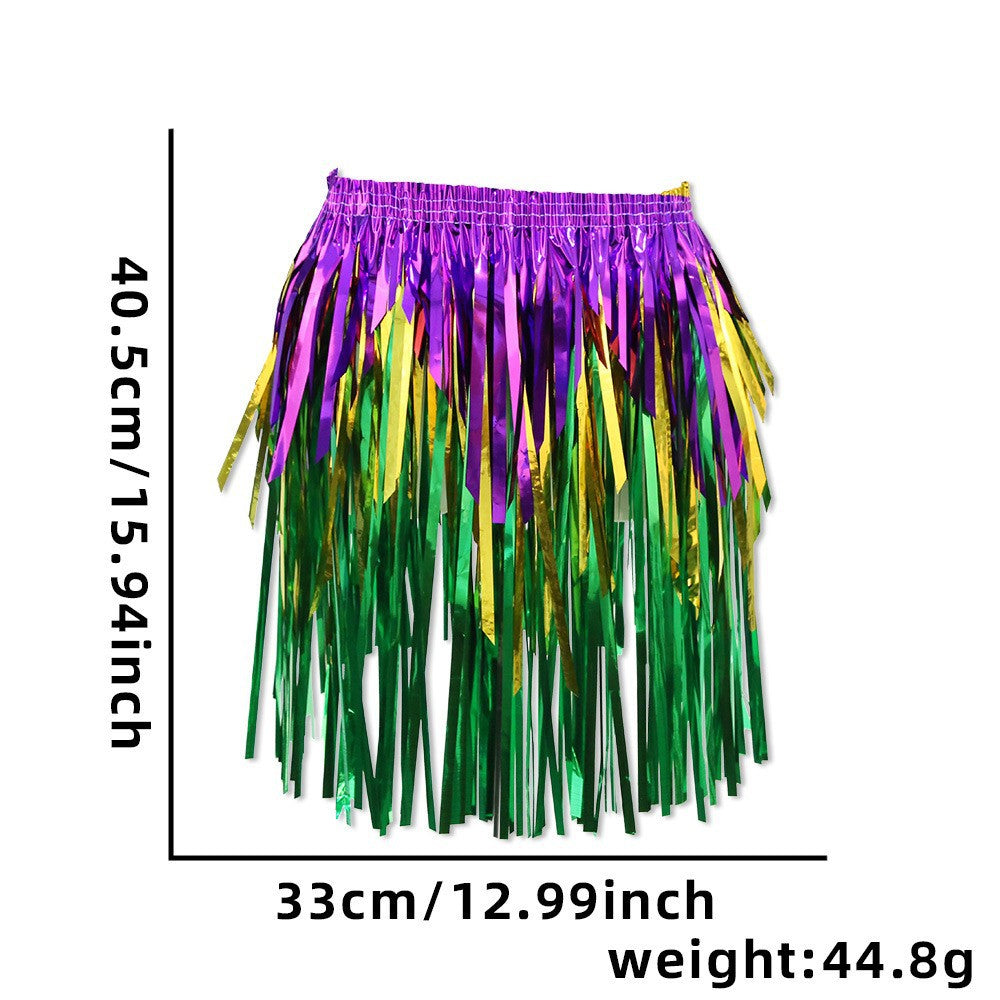 Women's nan metallic foil fringe hula skirt with elastic waistband party costume Kalsten