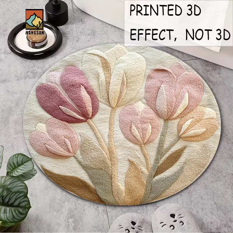 Floral Design Round Bath Mat