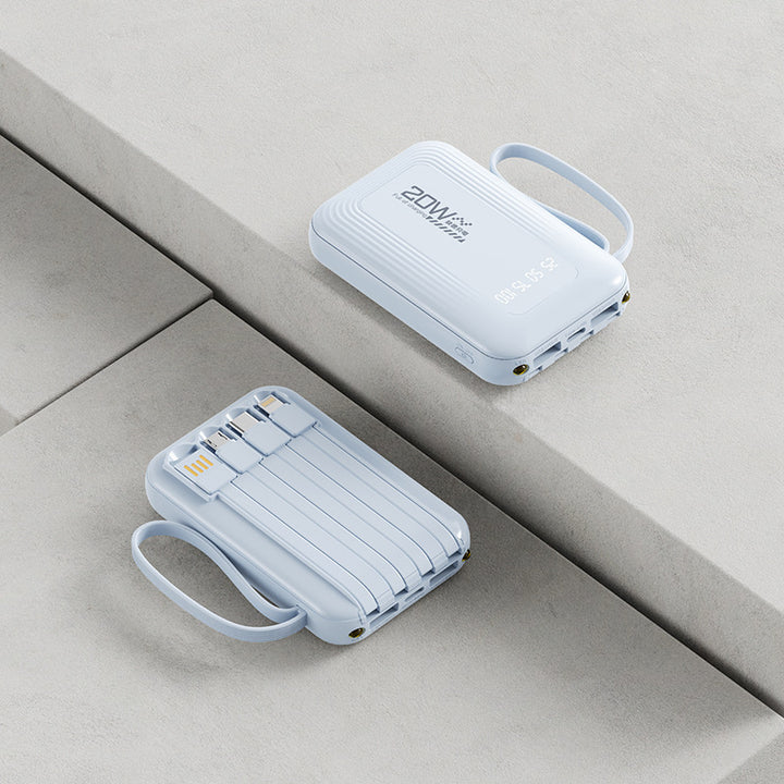 Portable power bank with integrated cable system and LED display Kalsten