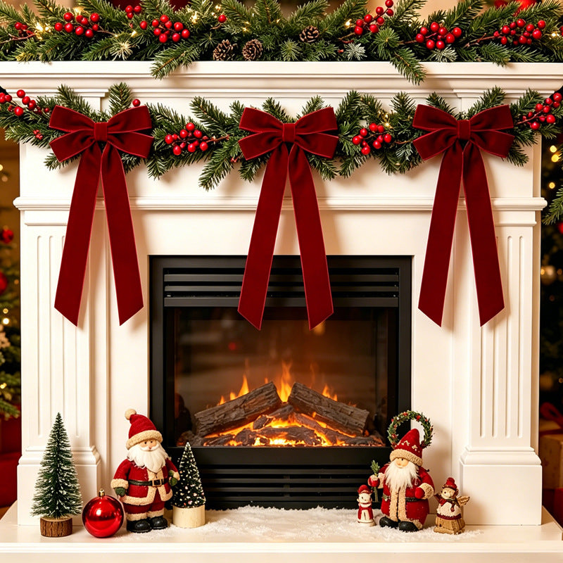 Velvet Decorative Holiday Bow Set